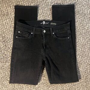 7 For All Mankind Jet Black Slimmy Jeans 31
